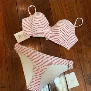 Onia White/Red Notched Stripe Maya Top/Lily Bikini